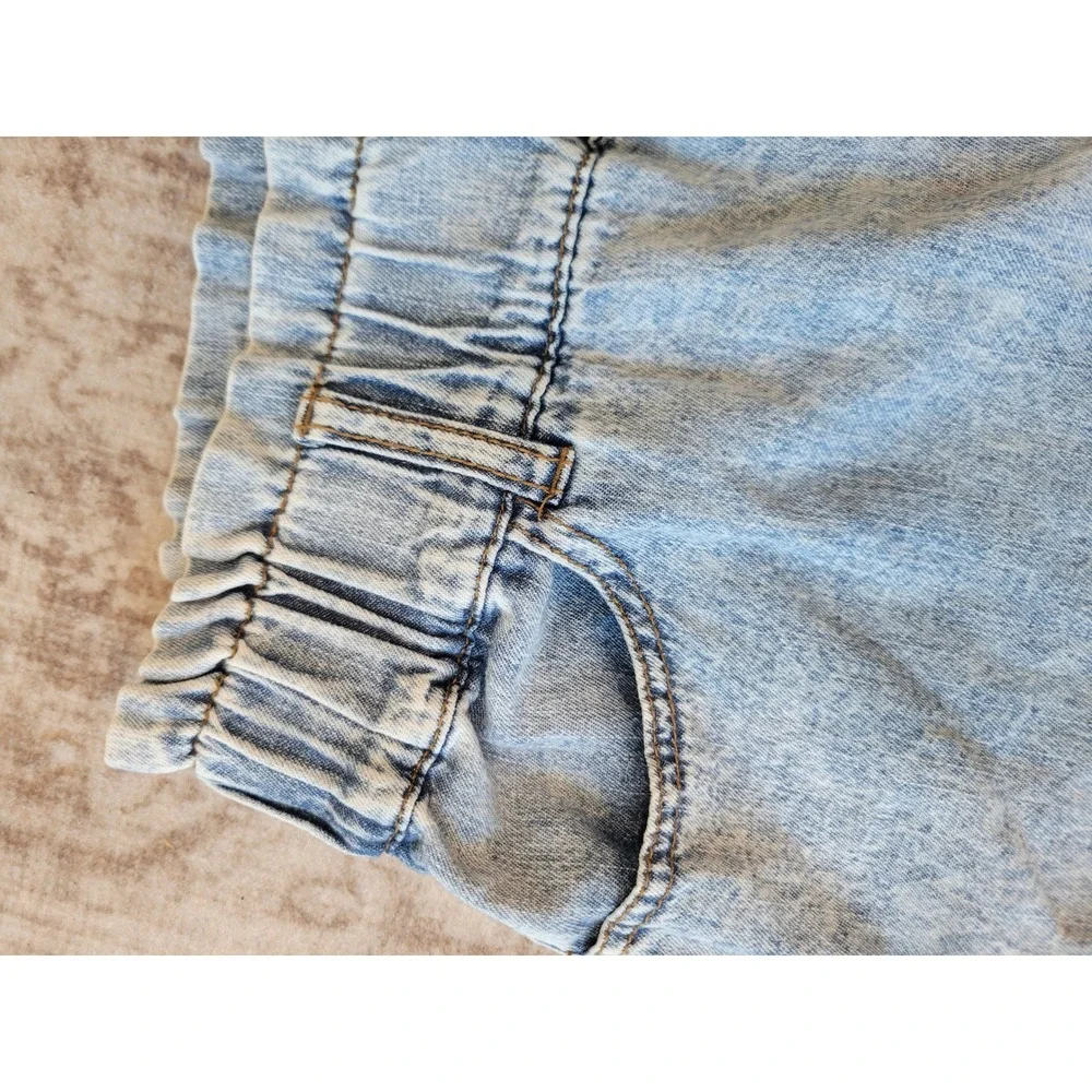 TGLA Women XS‎ Chambray Paperbag Shorts Light Wash 100% Cotton Rolled Hem